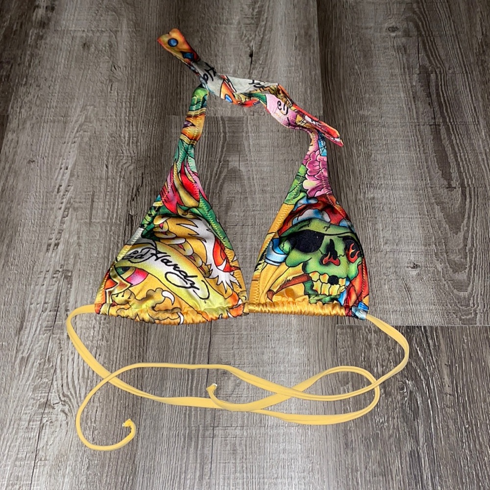 Ed Hardy Yellow bikini top *only*